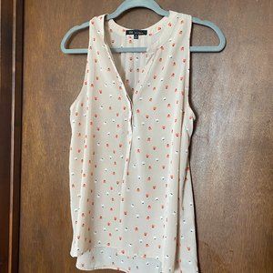 Kaii Los Angeles Tan Sleeveless Blouse with Cat Pattern